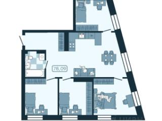 4-комн., 78.09 м², 7/25 этаж